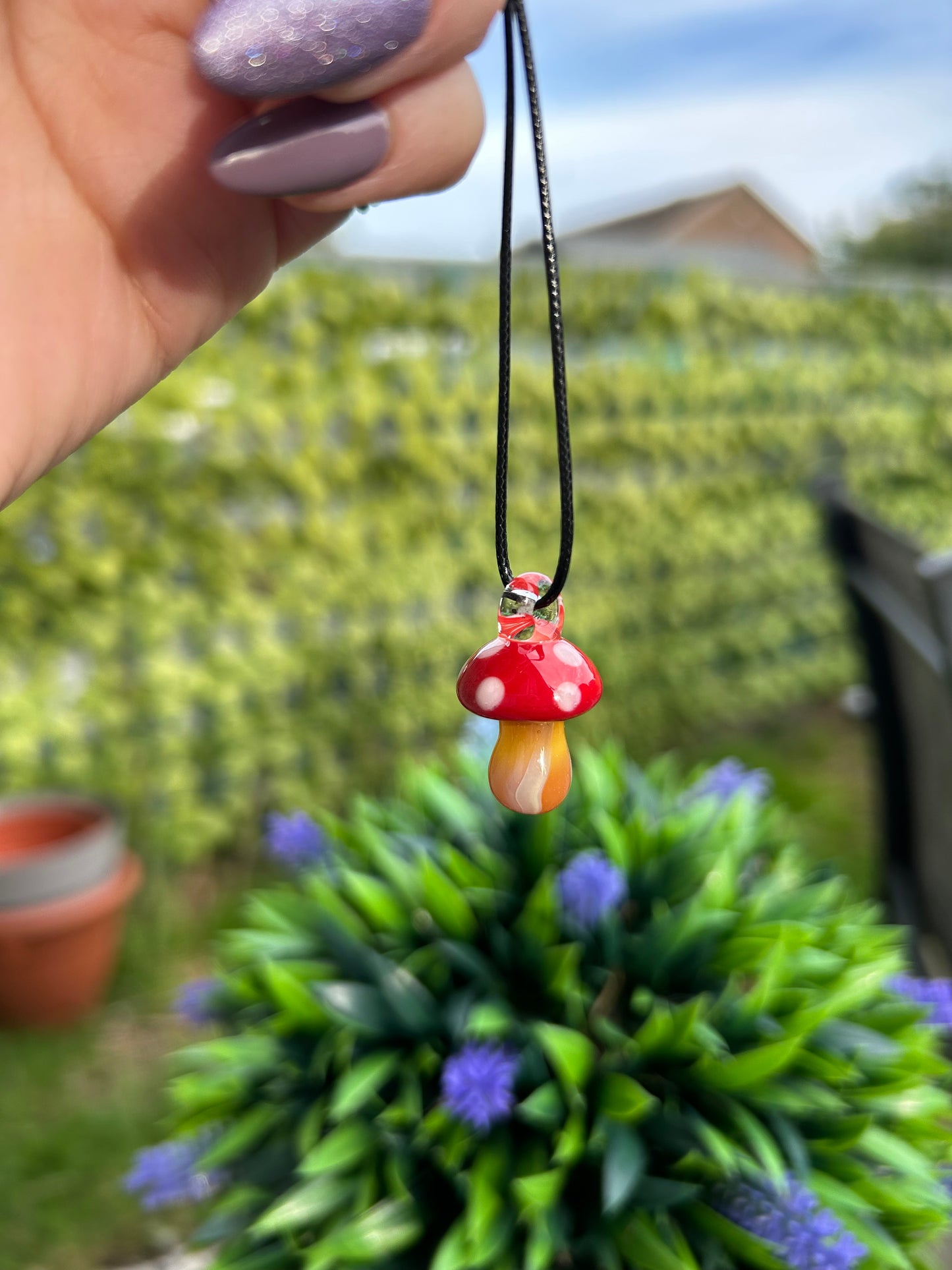 Glass Mushroom Pendants