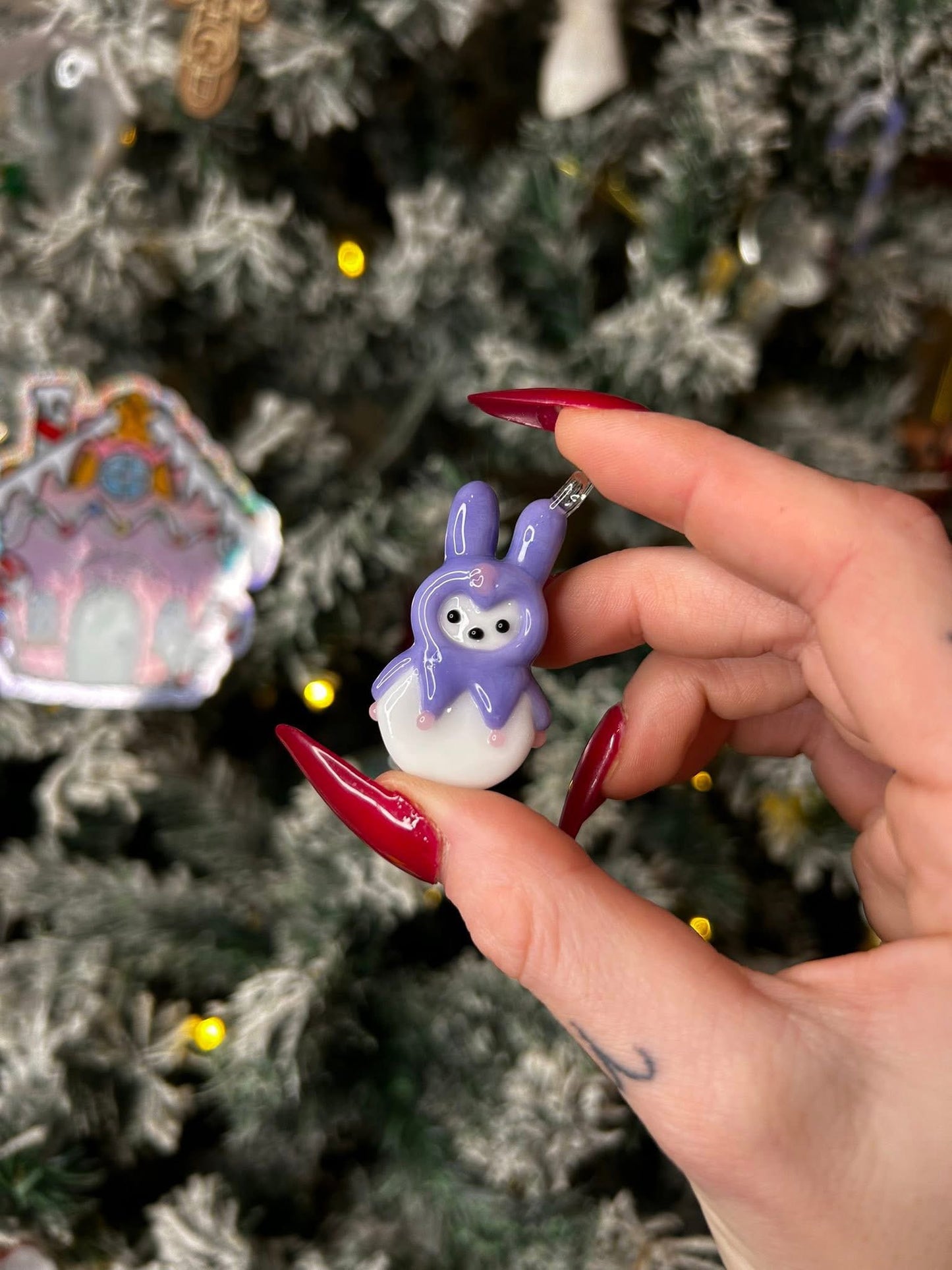 Glass Kuromi Peep Pendant